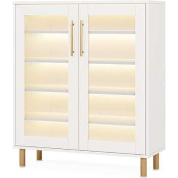 Tribesigns Shoe Cabinet with LED Light & Acrylic Doors, 5-Tier Shoe Organizer Storage Rack