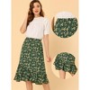 Allegra K Women's Summer Floral Elastic Waist High Low Ruffle Hem Midi Skirts - 2 of 4
