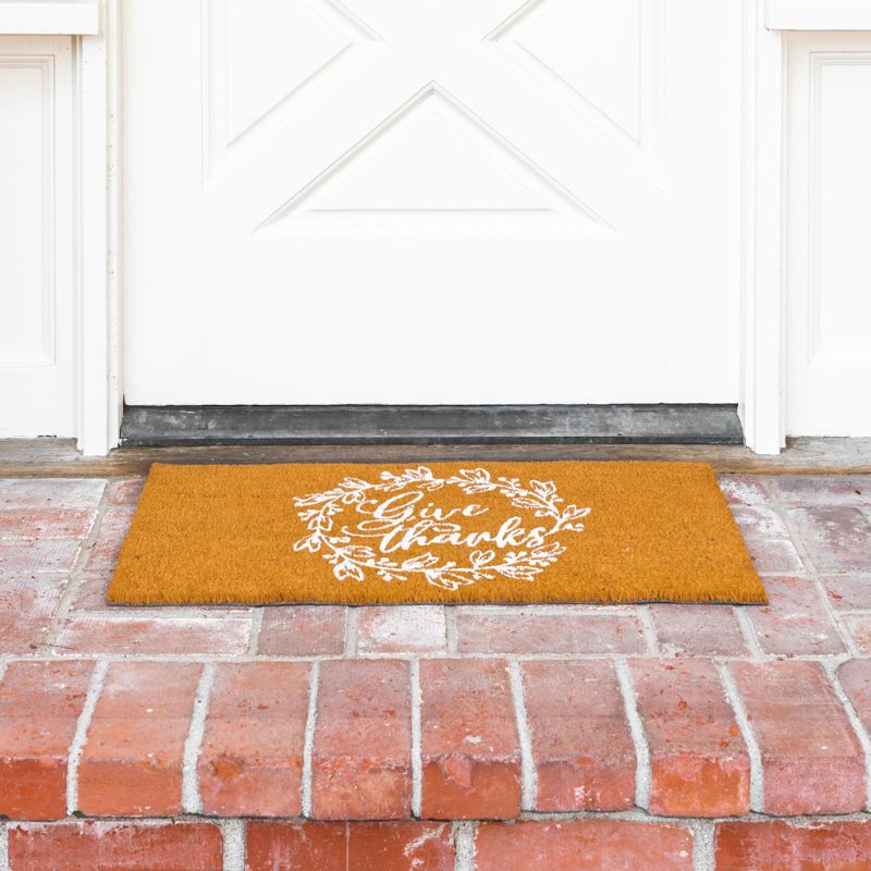 Juvale Thanksgiving Welcome Mat for Front Door, Outdoor Fall Rug for Porch, Give Thanks, 30x17 in, 2 of 9
