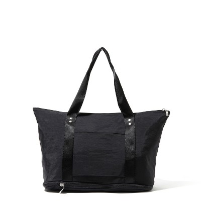 Black Nylon Expandable Travel Tote with Luggage Sleeve