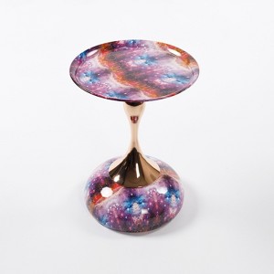 TiramisuBest Modern Mermaid Tail Side Table, Round Metal Pedestal Table for Small Spaces & Living Room,Colorful - 1 of 4