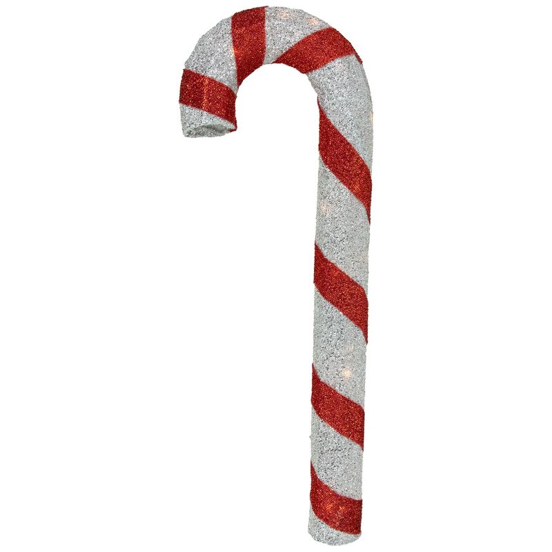 Northlight 31" Pre-lit Red and Silver Striped Candy Cane Christmas Outdoor Decor, 5 of 7