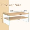 Rbied Double Layered White MDF Coffee Table Side Table Modern Center Table with Transparent Tempered Glass - 3 of 4