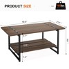 2-Tier Farmhouse 41'' Large Gray Wood Coffee Table with Storage Shelf - 2 of 4