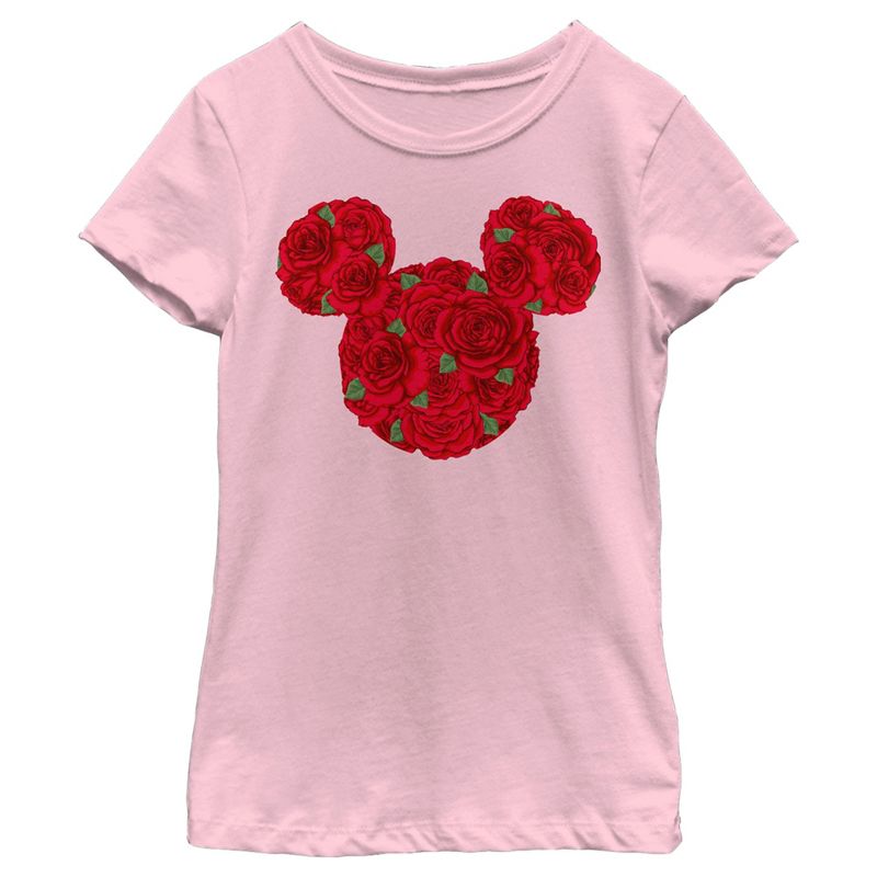 Girl's Disney Mickey Mouse Rose Silhouette T-Shirt, 1 of 5