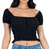 Slickblue Women's Ribbed Knit Puff Sleeve Top, Ruched Shoulder Detail, Short Sleeve Tee, Multiple Colors, Size S-L - 3 of 4