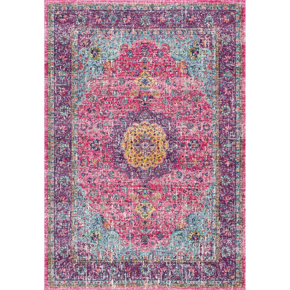 9'10inx14' Verona Vintage Persian Style Area Rug Pink - nuLOOM