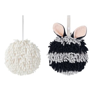 REGALWOVEN 2 Pcs Comfortable Soft Absorbent Chenille Ball Fuzzy Hand Towels - 1 of 4