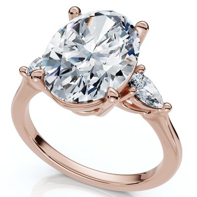 Pompeii3 Certified 4 1/3Ct Oval/Pear Diamond Engagement Ring 14k Gold or Pt Lab Created