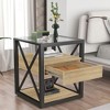 Furnlinspire Nightstand 1 Piece Modern End Table with Drawer, Nightstand, Industrial Style Side Table, Bedroom Living Room, Brown, 17.72"*17.72"*21.0" - 2 of 4