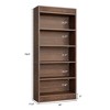 71" Farmhouse Bookcase w/ Double Fluted Design, 5 Tier Tall Bookshelf with Wooden Base, Rustic Vintage Wooden Bookshelf for Office Library - 2 of 4