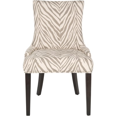 Lester Gray Zebra Linen Parsons Dining Chairs Set of 2