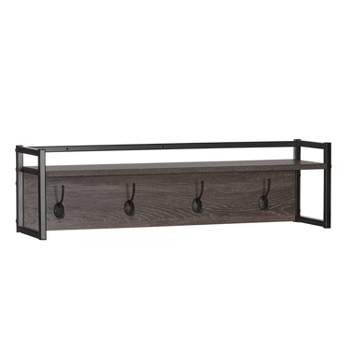 Metal Wood Wall Shelf Hook 39W 13H