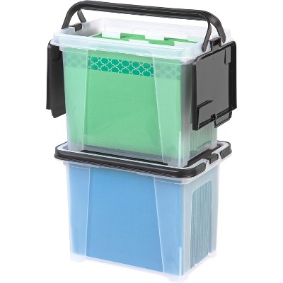 Clear and Black Portable File Box Organizer Set, 4-Pack
