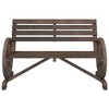 vidaXL Patio Bench 2-Seater - Solid Fir Wood Outdoor Seating with Wagon Wheel Armrests, Brown, Garden/Terrace Lounge Furniture - 4 of 4
