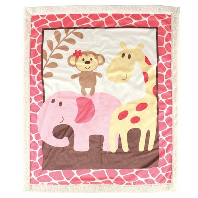 Luvable Friends Baby Girl Plush Blanket with Sherpa Back, Pink, One Size