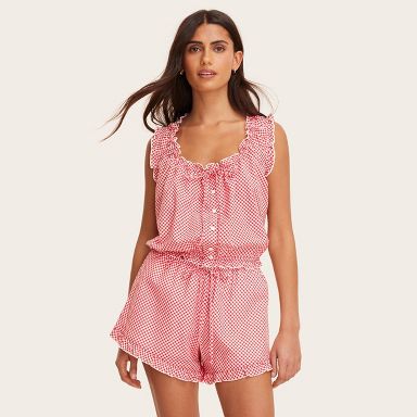 Women's Shell Tank Top - Parke x Target Red Gingham Check XL