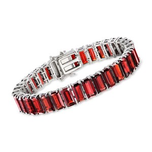 Ross-Simons 50.00 ct. t.w. Emerald-Cut Garnet Tennis Bracelet in Sterling Silver - 1 of 3