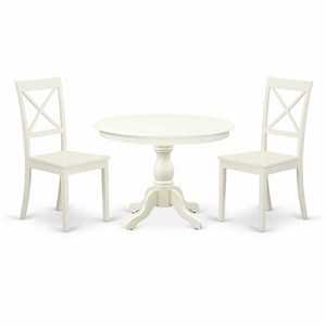 3-Piece Linen White Finish Solid Wood Top - Dining Room Set - Seats 4 - 1 of 4