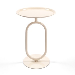 FONTOI Lantern-shaped End Table, Small Round Side Table, Accent Pedestal Table for Living Room Bedroom Corners, White, 17.7"*24"*17.7" - 1 of 4