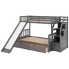 NicBex Twin Over Full Bunk Bed with Guardrail and Drawers and Slide,Loft Bed with Ladder and Storage Grids,Modern Bunk Beds,Bunk Beds for Bedroom - 2 of 4