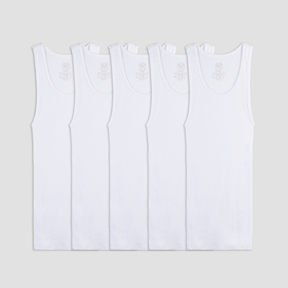 Large Fruit of the Loom Boys' 4 + 1 Bonus Pack A-Undershirt - White Size L 14-16