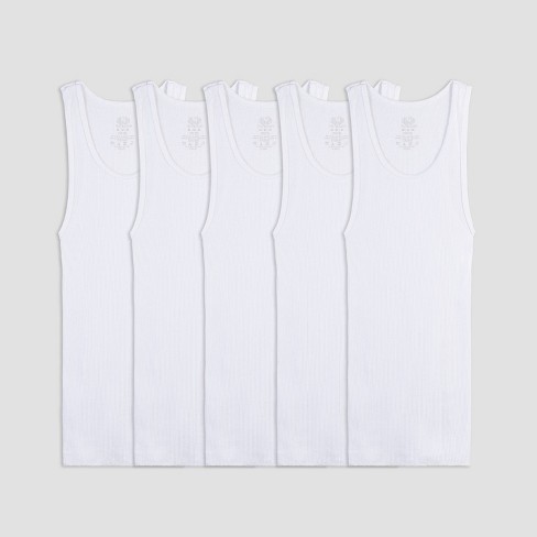 Fruit of the Loom Boys White Tank Top A-Shirts 5 Pack