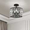 DORESshop 12.4 in. 3-Light Matte Black Semi-Flush Mount Ceiling Light with Crystal Accents, E12 Base, No Bulbs Included - 2 of 4