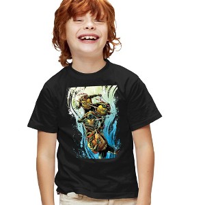 Teenage Mutant Ninja Turtles Cool Rainbow Warriors Youth T Shirt, Black - 1 of 4