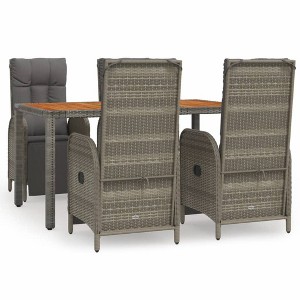 vidaXL Garden Dining Set Grey PE rattan Standard Adjustable Footrests - 1 of 4