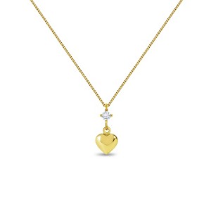 Girls' Cubic Zirconia Heart Dangle 15" 14k Gold Necklace - In Season Jewelry - 1 of 1