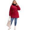 Agnes Orinda Women's Plus Size Windbreaker Fur Hood Drawstring Fleece Lined Buttons Zipper Winter Parka Jacket with Pockets - 3 of 4