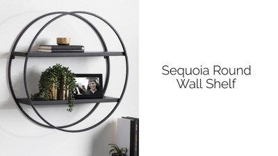26" White and Gold Wood Floating Wall Shelf