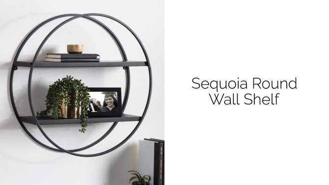 24" Diameter Sequoia Wood and Metal Round Wall Shelf - Kate & Laurel All Things Decor, 2 of 10, play video