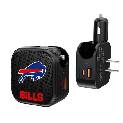 Buffalo Bills Text Backdrop 18-Watt 2 in 1 USB A/C Charger