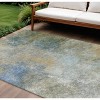 Khaki And Navy Blue Abstract Washable Indoor Outdoor Area Rug - 2 of 4