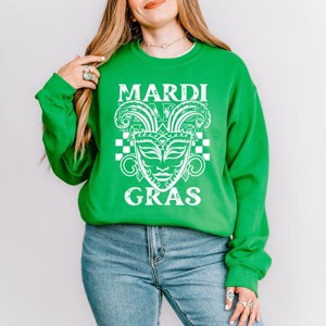 Simply Sage Market Mardi Gras Mask Distressed Sweatshirt - 1 of 4