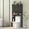HOMCOM Over the Toilet Storage Cabinet, Farmhouse Above Toilet Bathroom Organizer with Barn Doors, Adjustable Shelf, Toilet Paper Holder - 2 of 4