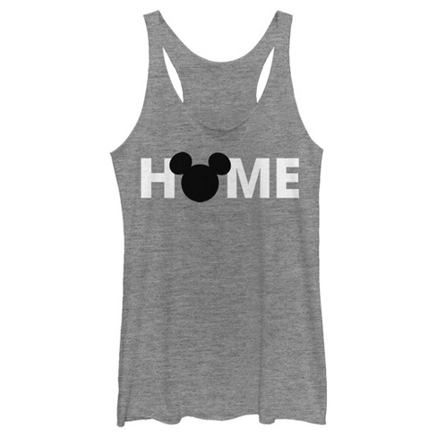 Women's Mickey & Friends Home Mickey Mouse Logo Racerback Tank Top - Gray  Heather - 2X Large
