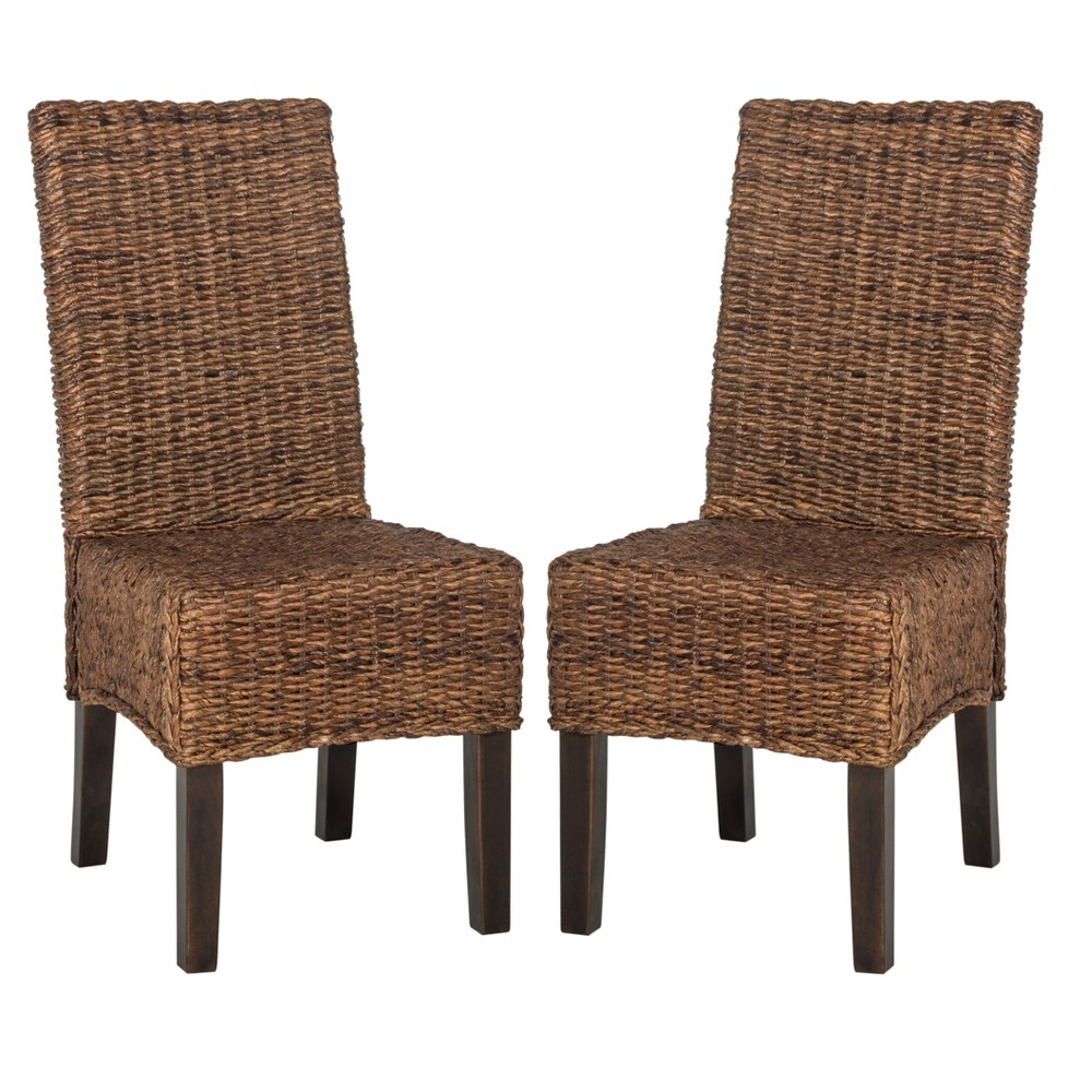 Set of 2 Avita Wicker Dining Chair Brown - Safavieh