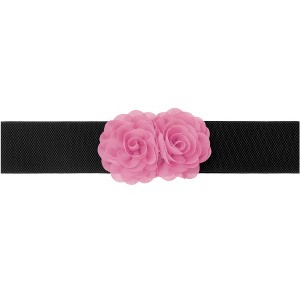 INSPIRE CHIC Women's Elastic Wide Double-Flower Stretch Corset Waist Belt 1 Pc - 1 of 4