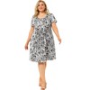 Agnes Orinda Women's Plus Size Floral Inverted Box Pleat Boho T-Shirt Dresses - 3 of 4