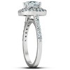 Pompeii3 2 1/4 Ct Diamond & Moissanite Cushion Halo Engagement Ring 14k White Gold - Size 5 - image 2 of 4