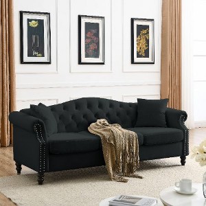 CAVINAS Upholstered Sofa Tufted Couch with Rolled Arms and Nailhead, Chesterfield Sofa, Loveseat Sofa with Pillows, Velvet Sofa for Living Room - 1 of 4