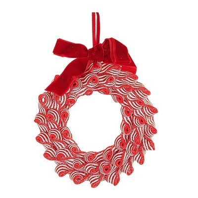 5.0 Inch Peppermint Wreath Red And White Tree Ornaments