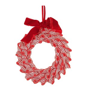 5.0 Inch Peppermint Wreath Red And White Tree Ornaments - 1 of 3