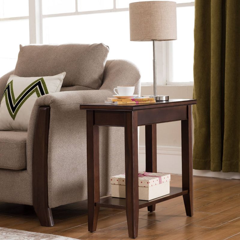 Laurent Narrow Chairside Table Chocolate Cherry Finish - Leick Home, 3 of 13