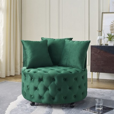 Velvet Upholstered Swivel Chair for Living Room