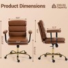 Bosmiller Faux Leather Home Office Desk Chair, Gold Base Vanity Chair with Wheels, Padded Seat and Armrests, Swivel Executive Computer Chair - 2 of 4