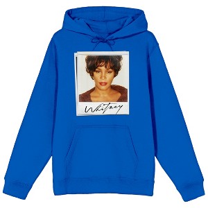 Whitney Houston Photo Art Long Sleeve Royal Blue Men's Hooded Sweatshirt - 1 of 3